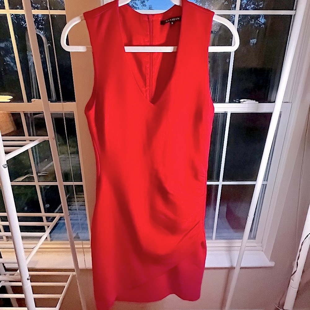 Ava + Aiden Ruched Side Sheath Dress | Red | Size: 0